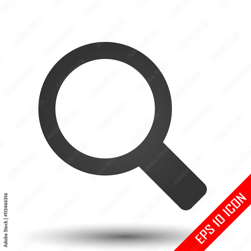 Search icon. Simple flat logo of searching sign on white background. Vector illustration. Search icon. Simple flat logo of searching sign on white background. Vector illustration.