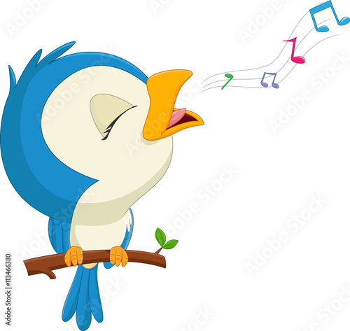 cartoon blue bird singing