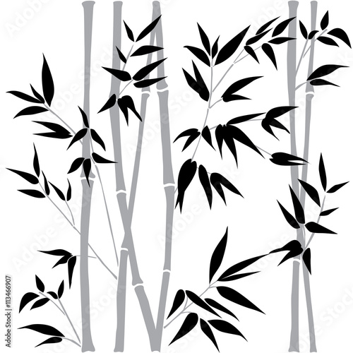 Decorative bamboo branches. Bamboo forest background. Vector seamless pattern.