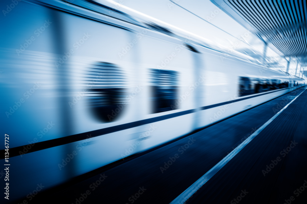 high-speed train at the railway station,motion blurred,tianjin china. high-speed train at the railway station,motion blurred,tianjin china.