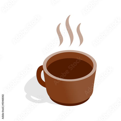 Cup of hot drink icon, isometric 3d style