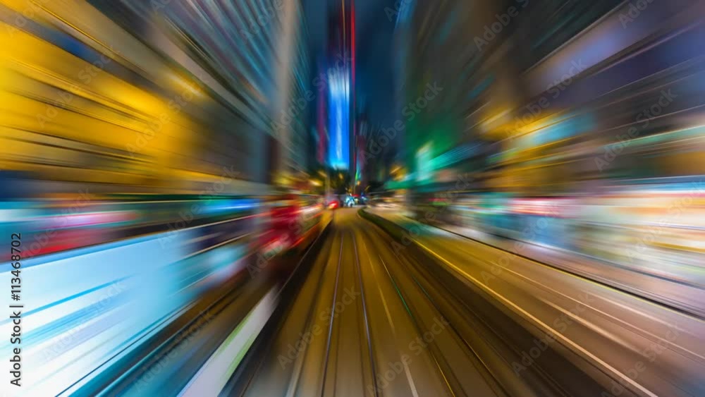 Time Lapse Tram Fast Speed Movement In City Of Hong Kong (forward, loop)