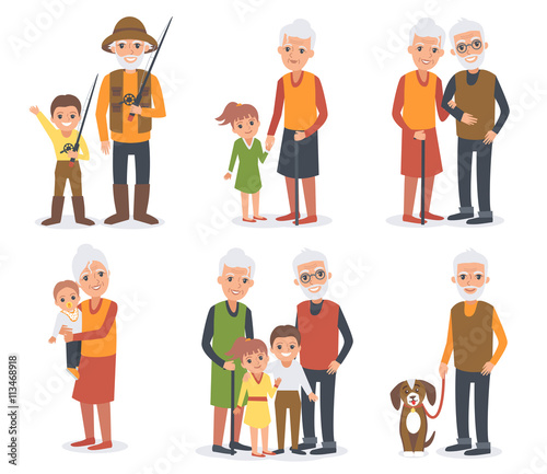 Elderly people with grandchildren photo