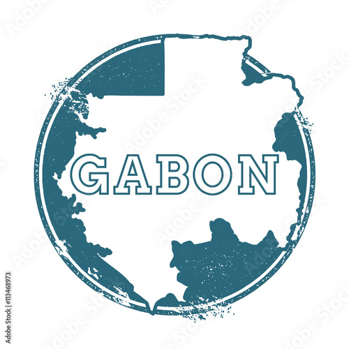 Grunge rubber stamp with name and map of Gabon, vector illustration. Can be used as insignia, logotype, label, sticker or badge of the country.
