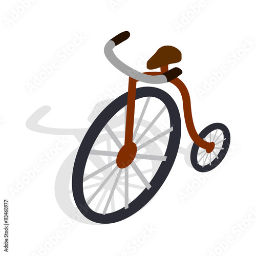 Highwheel bike icon, isometric 3d style photo