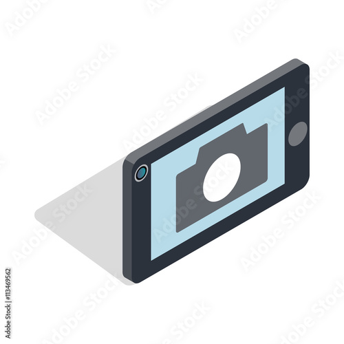 Mobile camera icon, isometric 3d style