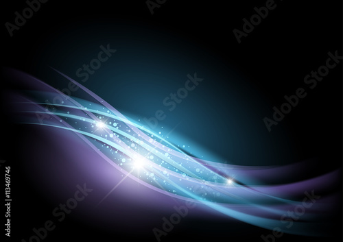 Glowing Wavy Light Beams - Abstract Energy Background of Light Beams in Wavy Motion, Vector Illustration