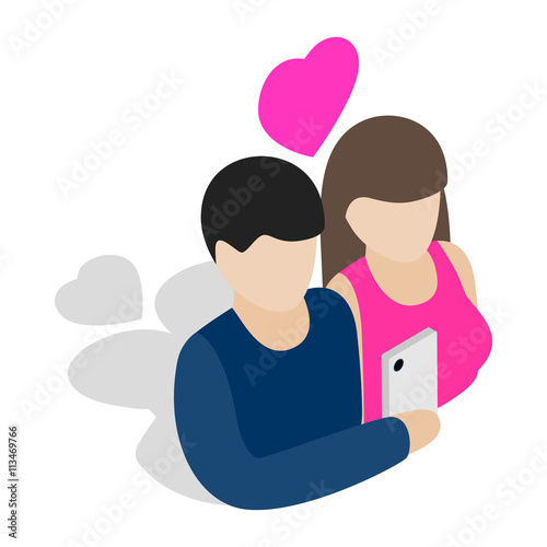 Couple in love taking selfie together icon