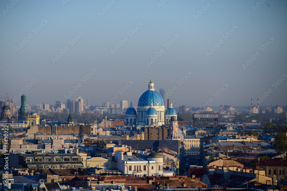 View to Admiralty, palace (Hermitage) and Peter and Paul's fortress in St.Petersburg, Russia