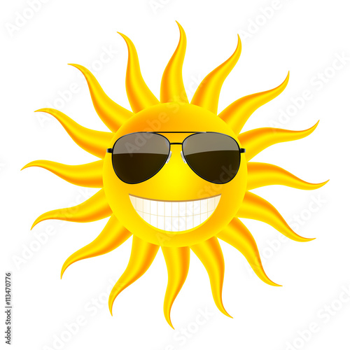 Summer time. Sun in glasses. Vector Illustration