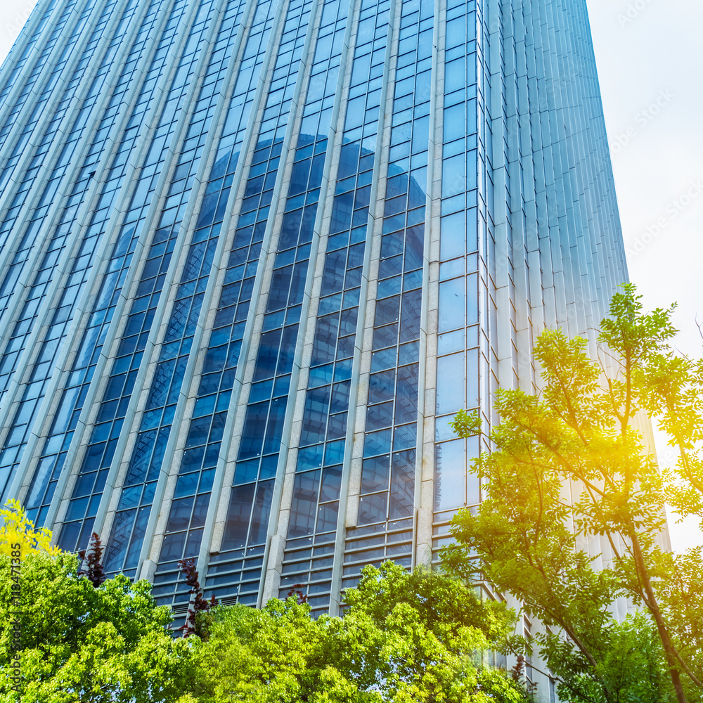 Obraz premium modern office building with green trees