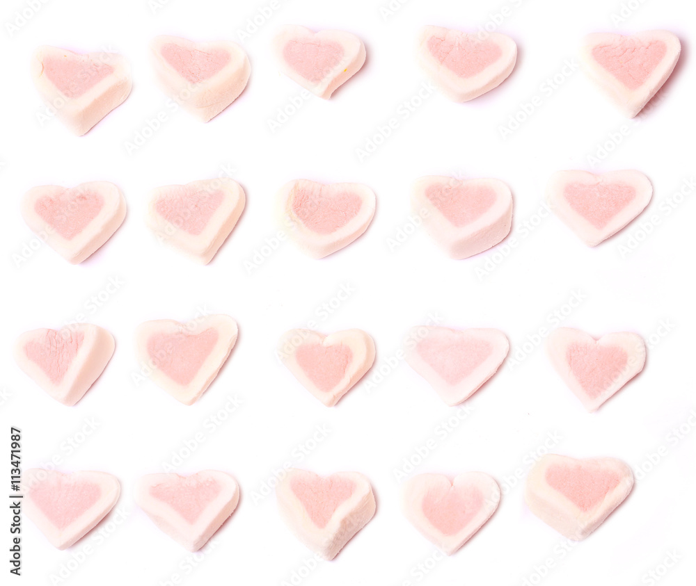 gentle romantic background marshmallow hearts of Valentine's Day pattern
