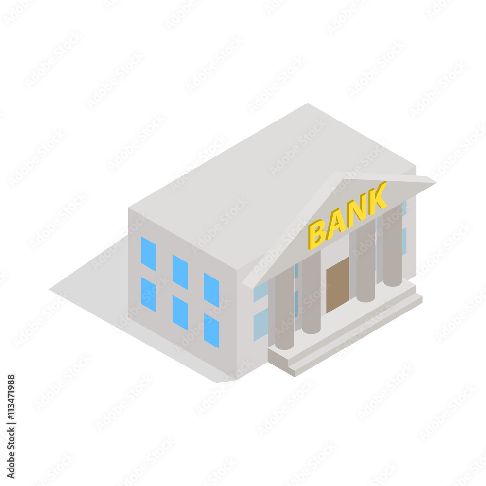 Bank building icon, isometric 3d style Bank building icon, isometric 3d style