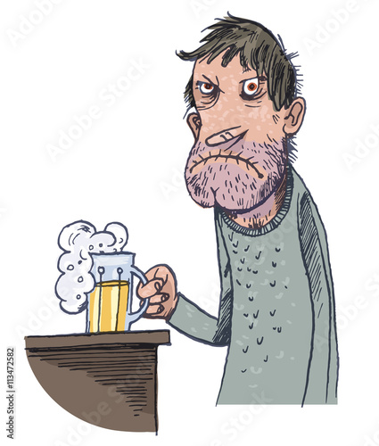 Unhappy Man Drinking Beer
