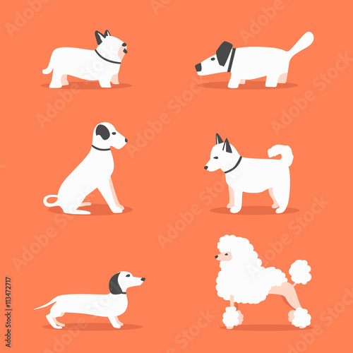 Set of dogs. Cartoon vector illustration. Vet clinic