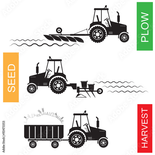 Crop growing and harvesting of agriculture - vector illustration
