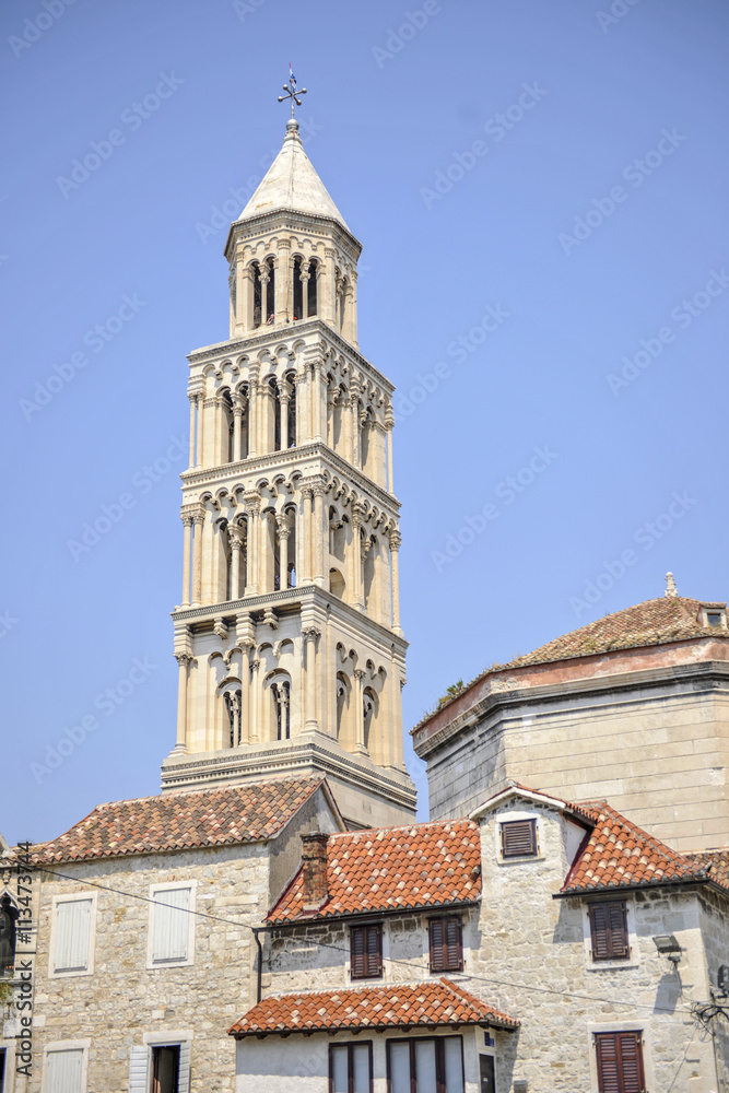 Bell tower of St. Duje cathedral, Split, Croatia.