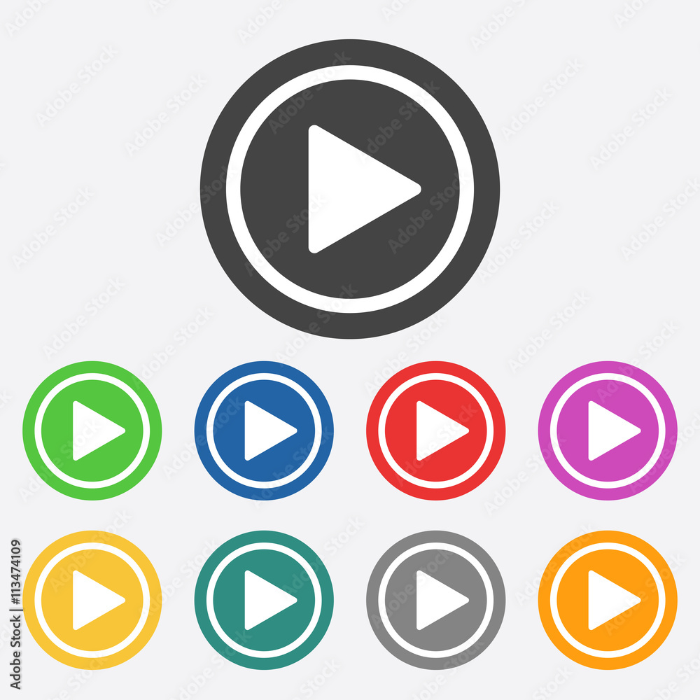 Play button web icon. Flat vector illustration Play button web icon. Flat vector illustration