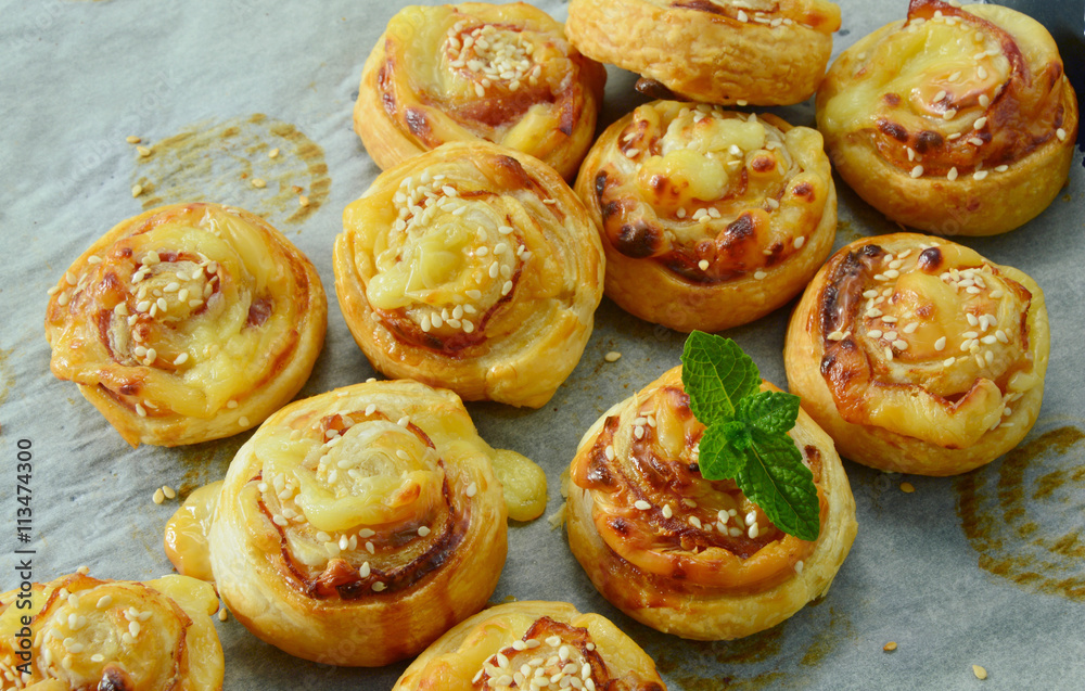 Easy puff pastry menu.
Bacon & Cheese Puff Pastry Rolls.