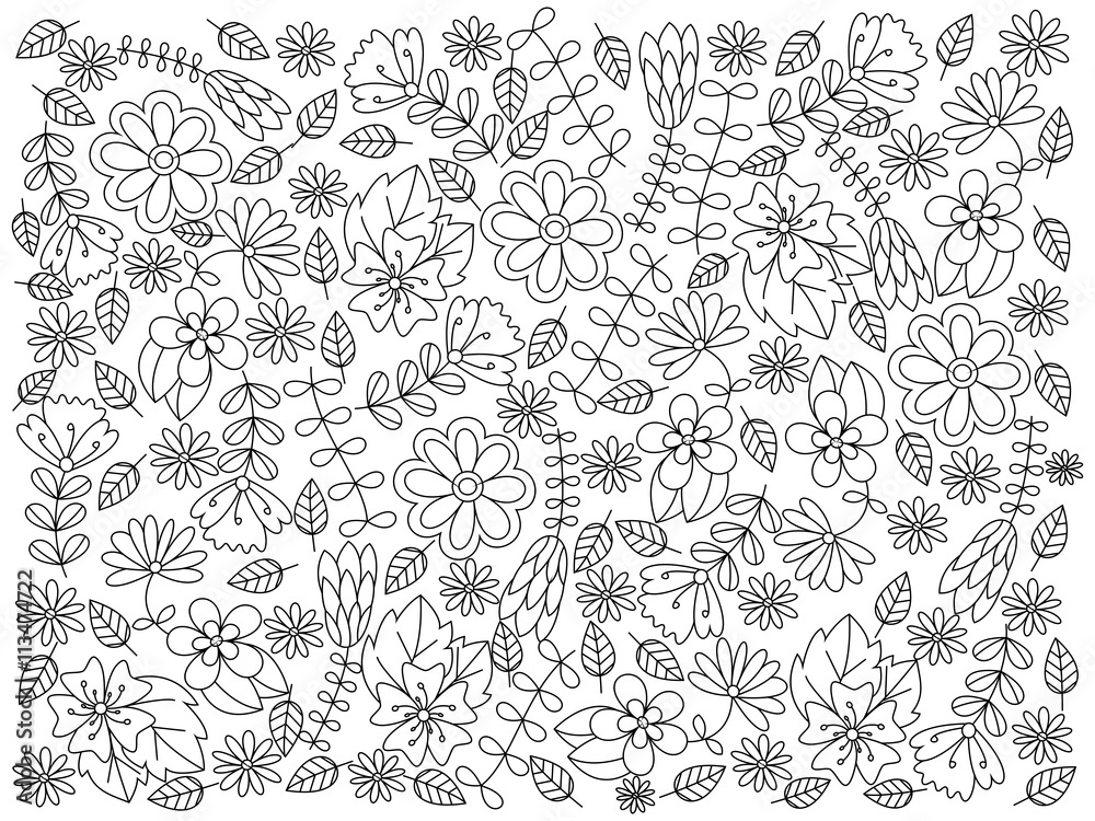 Floral ornament coloring book vector illustration