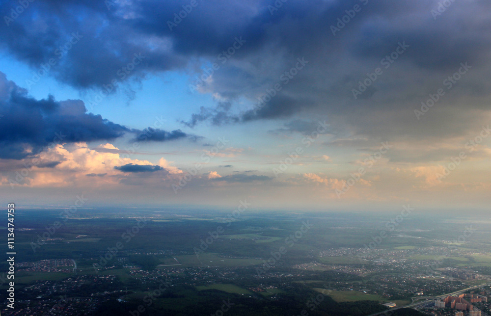 view of the clouds from an airplane window.