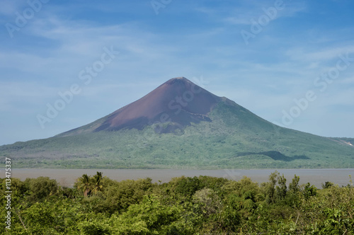 The hazy landscape of the active Momotombo volcano, near Leon in Nicaragua. Central America