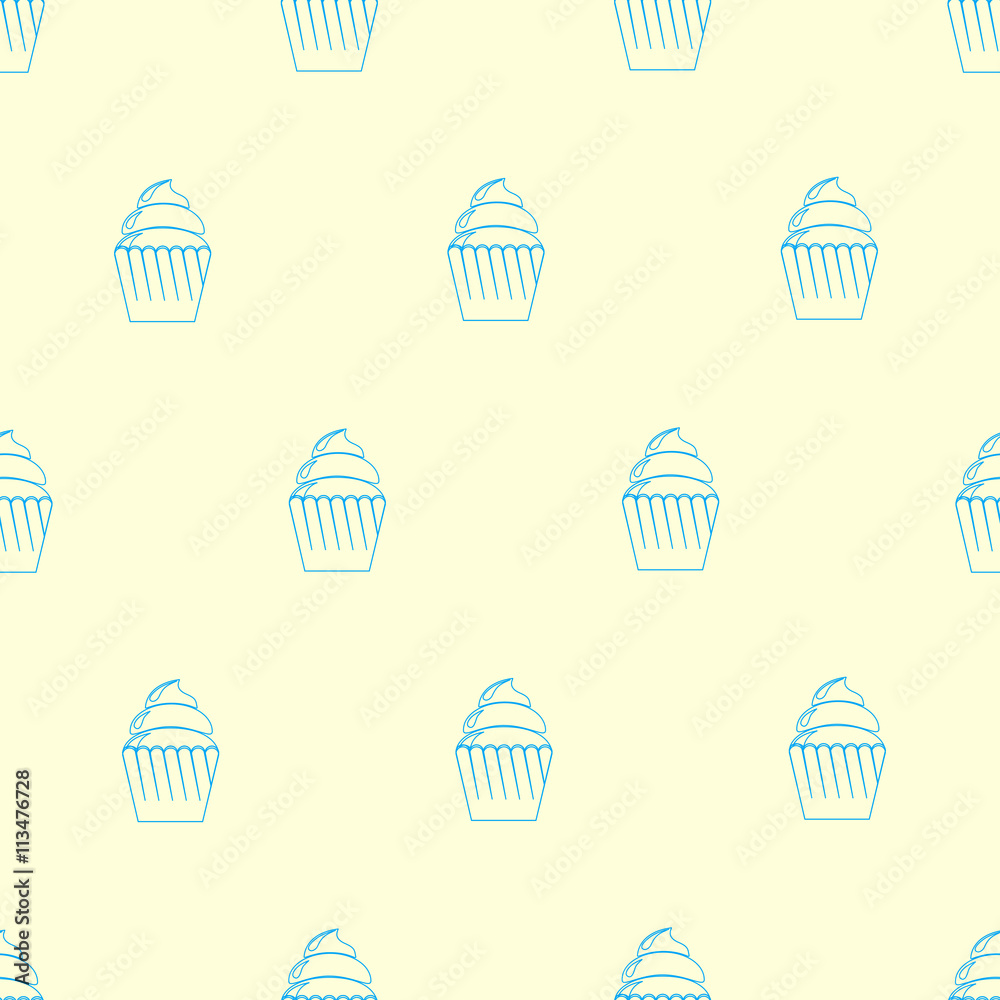 Seamless pattern of cupcakes