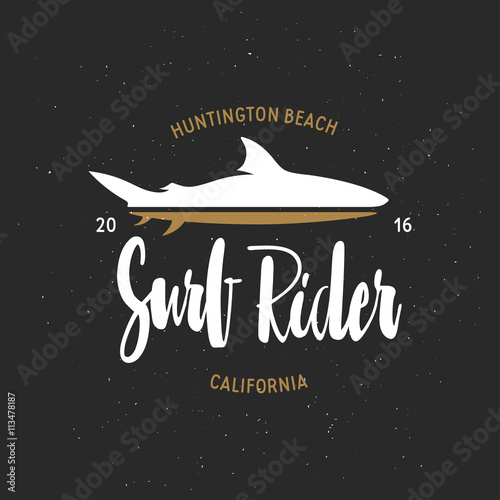 Surf rider t-shirt vector graphics. Vintage style illustration.