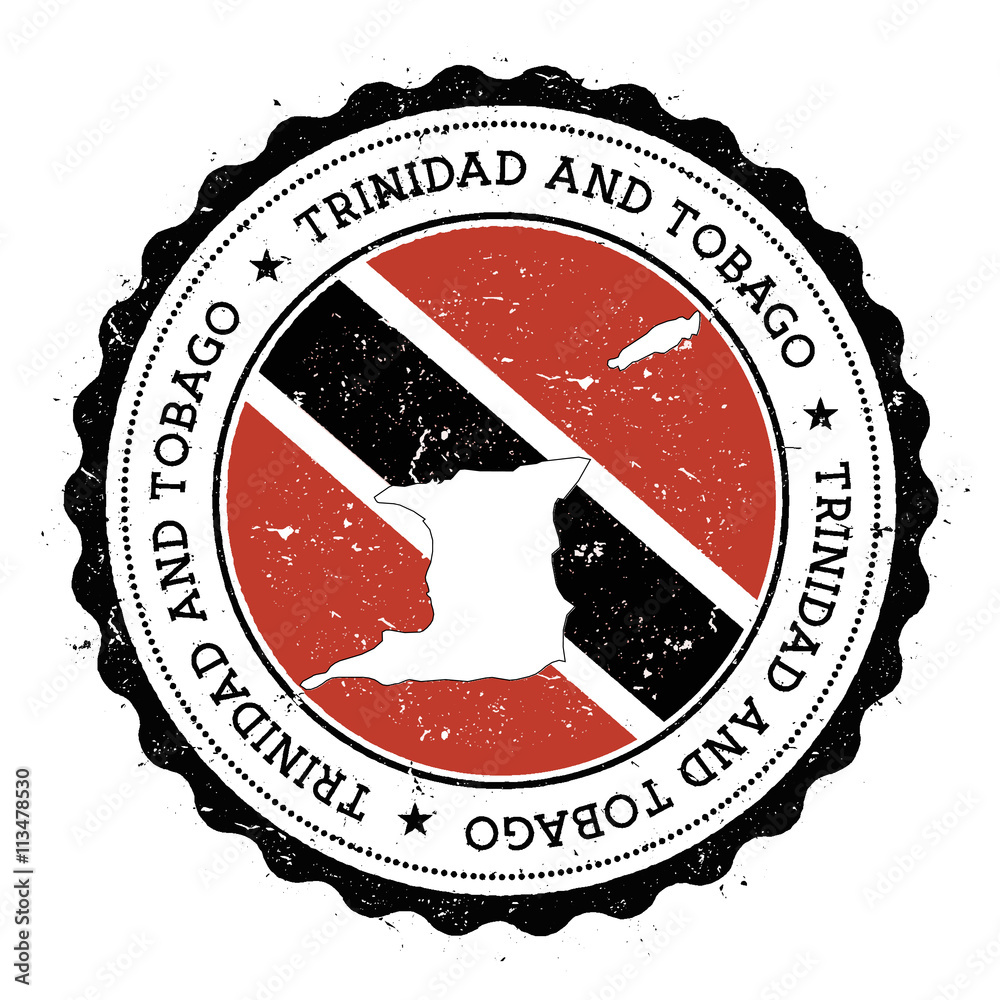 Φωτογραφία Trinidad and Tobago map and flag in vintage rubber stamp of state colours