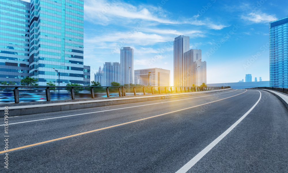 clean road with modern buildings background clean road with modern buildings background