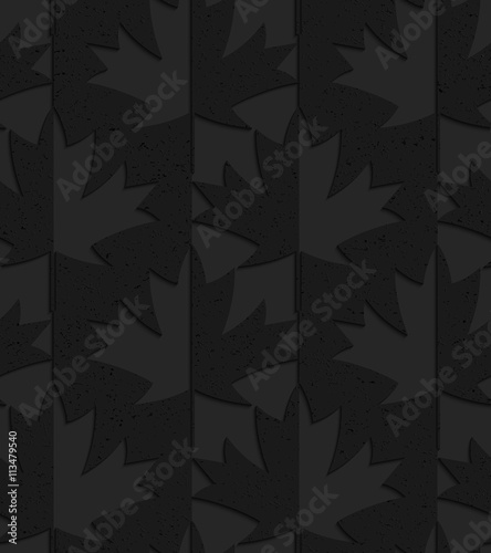 Black textured plastic maple leaves half and half