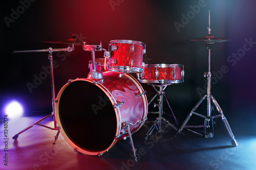 Drum set on a stage