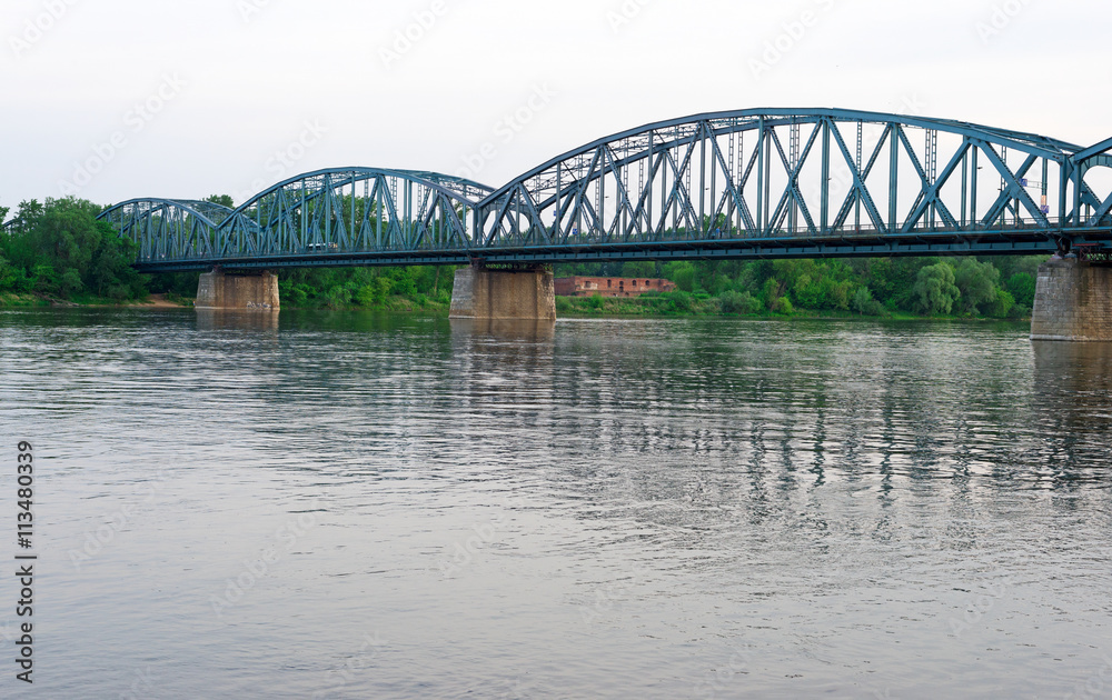Poland, Torun famous truss bridge over Vistula river Poland, Torun famous truss bridge over Vistula river