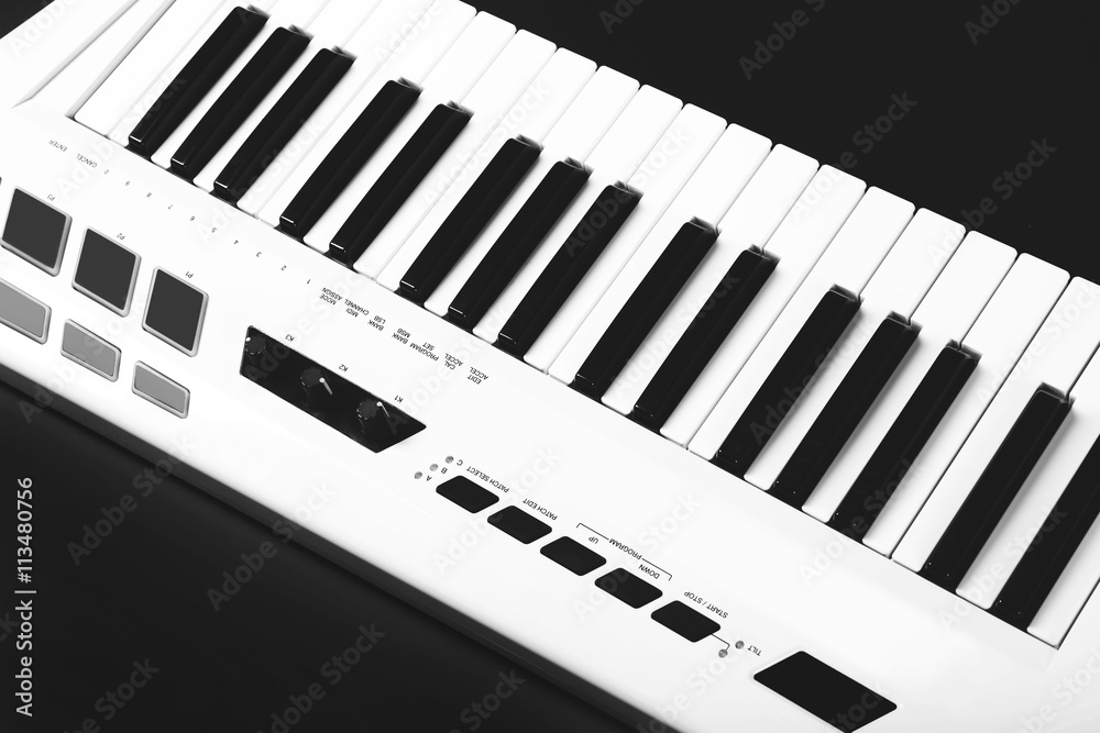 Keyboard of synthesizer closeup Keyboard of synthesizer closeup
