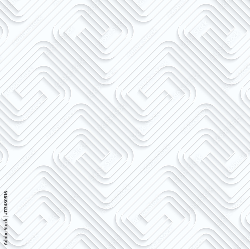 Quilling paper fastened square spirals with offset Quilling paper fastened square spirals with offset