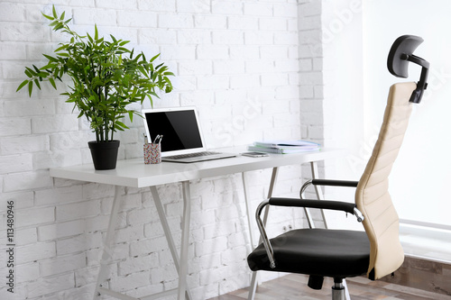 Modern workplace with offic...