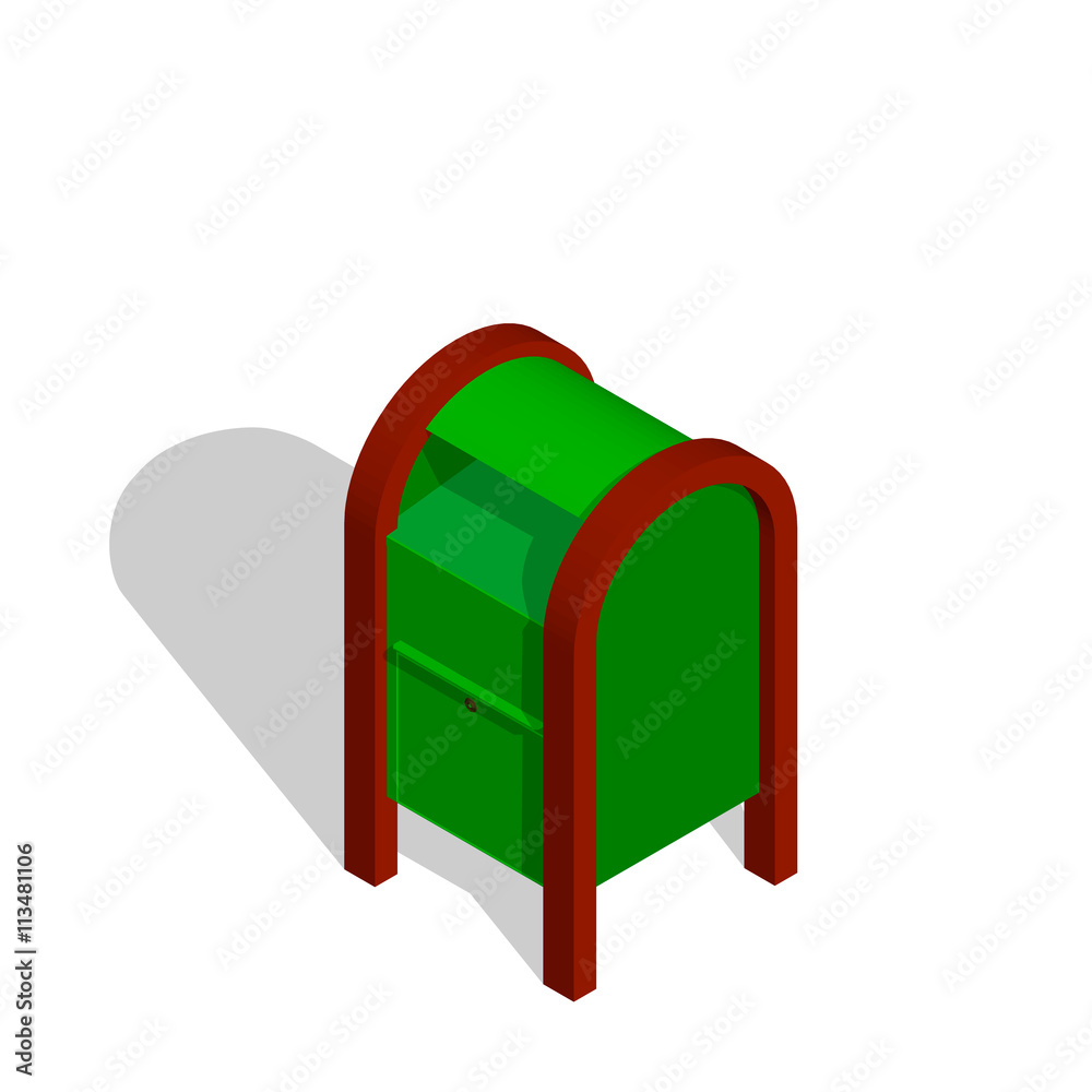 3d mailbox. Isolated on white background.3d isometric style. 3d mailbox. Isolated on white background.3d isometric style.