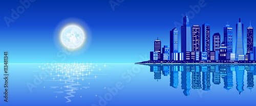 city skyline, night