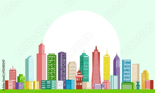 moern city skyline  colorful