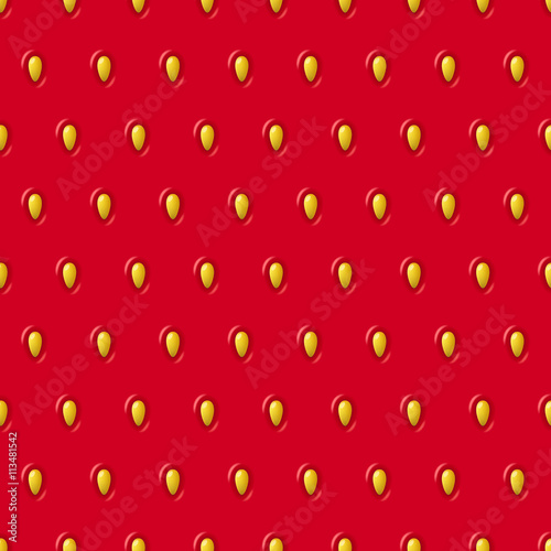 Vector seamless strawberry texture. Red pattern with berry and seeds. Close-up of strawberry. Design concept for fresh farm food label, package, wrapping. 