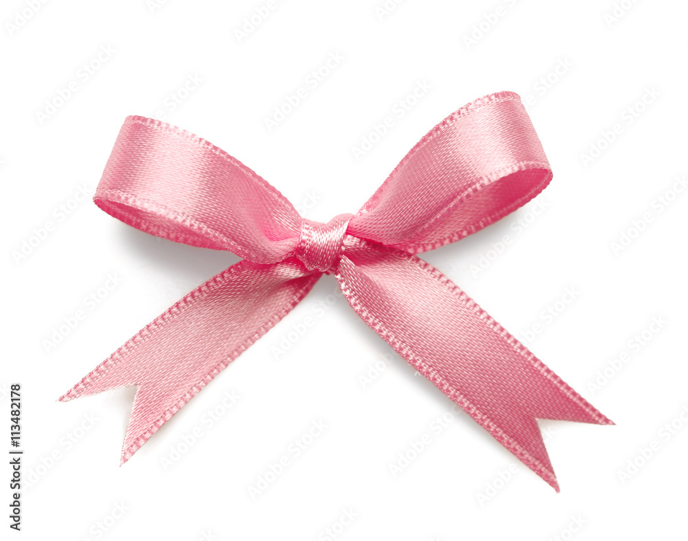 Pink ribbon bow on white background Pink ribbon bow on white background
