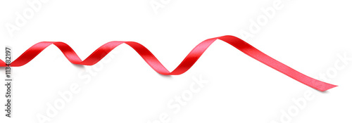 Red ribbon on white background