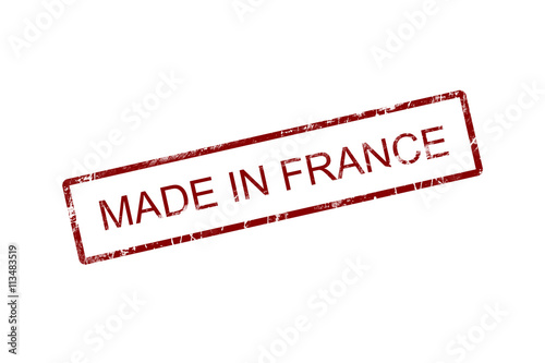Made in france red stamp text on white