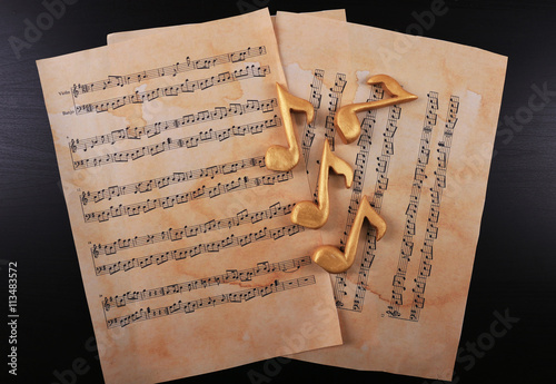 Music sheets and notes, top...