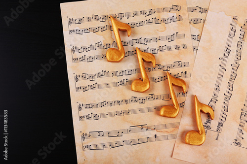 Music sheets and notes, top...
