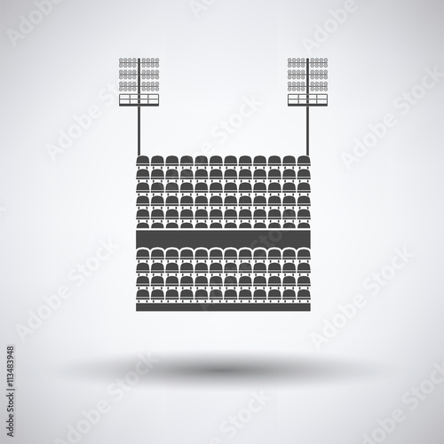 Stadium tribune with seats and light mast icon