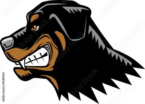 Cartoon of an angry rottweiler