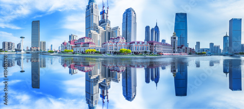 skyline of downtown district,tianjin city,china photo