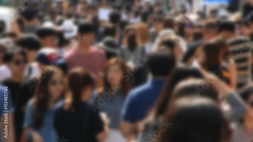 Anonymous crowds around Itaewon in Seoul, South Korea 