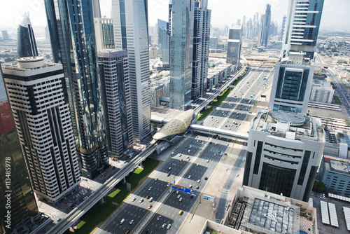 Aerial view of city street amidst buildings